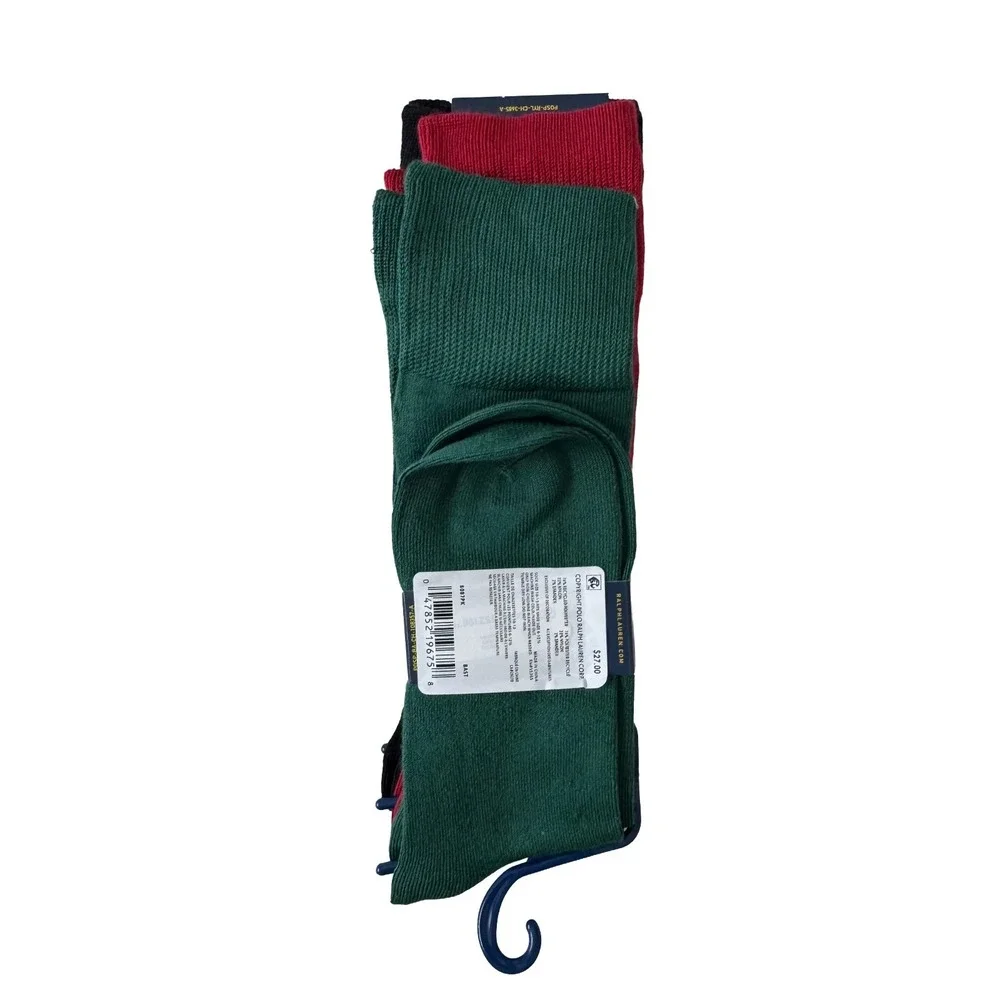 Polo Ralph Lauren 3 Pack Super Soft Trouser Socks Black Red Green Men's 10-13